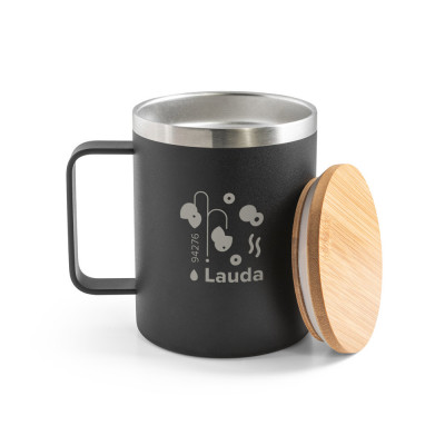 LAUDA. Mug in 90 recycled stainless steel with bamboo lid 420 mL